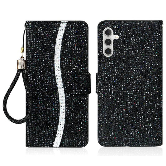 Glitter Powder Filp Leather Phone Case, For Samsung Galaxy S25 FE 5G, For Samsung Galaxy S25 Edge 5G, For Samsung Galaxy S25 5G, For Samsung Galaxy S25+ 5G, For Samsung Galaxy S25 Ultra 5G, For Samsung Galaxy S24 FE 5G, For Samsung Galaxy S23 FE 5G