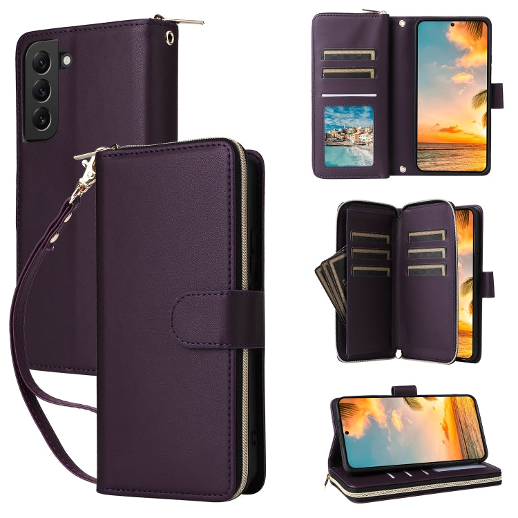 Nine-card Slots Zipper Wallet Bag Leather Phone Case, For Samsung Galaxy S23 FE 5G, For Samsung Galaxy S23 Ultra 5G, For Samsung Galaxy S23+ 5G, For Samsung Galaxy S23 5G, For Samsung Galaxy S22 Ultra 5G, For Samsung Galaxy S22+ 5G
