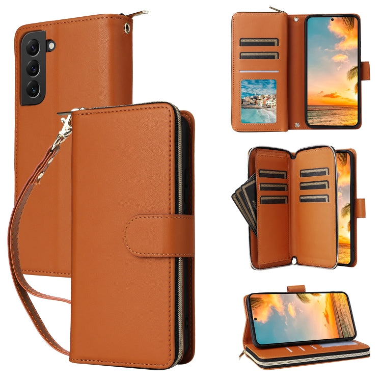 Nine-card Slots Zipper Wallet Bag Leather Phone Case, For Samsung Galaxy S23 FE 5G, For Samsung Galaxy S23 Ultra 5G, For Samsung Galaxy S23+ 5G, For Samsung Galaxy S23 5G, For Samsung Galaxy S22 Ultra 5G, For Samsung Galaxy S22+ 5G