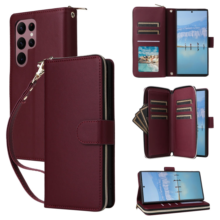 Nine-card Slots Zipper Wallet Bag Leather Phone Case, For Samsung Galaxy S23 FE 5G, For Samsung Galaxy S23 Ultra 5G, For Samsung Galaxy S23+ 5G, For Samsung Galaxy S23 5G, For Samsung Galaxy S22 Ultra 5G, For Samsung Galaxy S22+ 5G