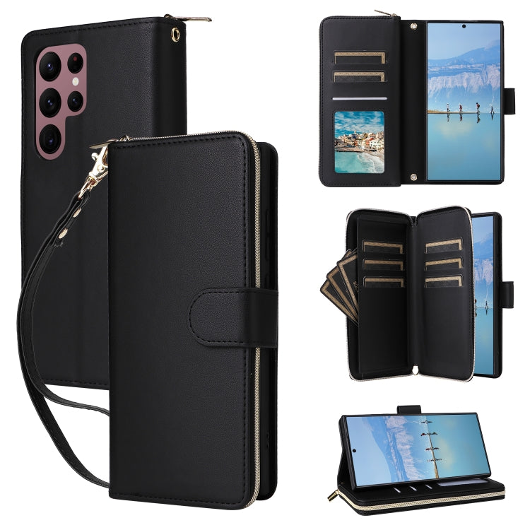 Nine-card Slots Zipper Wallet Bag Leather Phone Case, For Samsung Galaxy S23 FE 5G, For Samsung Galaxy S23 Ultra 5G, For Samsung Galaxy S23+ 5G, For Samsung Galaxy S23 5G, For Samsung Galaxy S22 Ultra 5G, For Samsung Galaxy S22+ 5G
