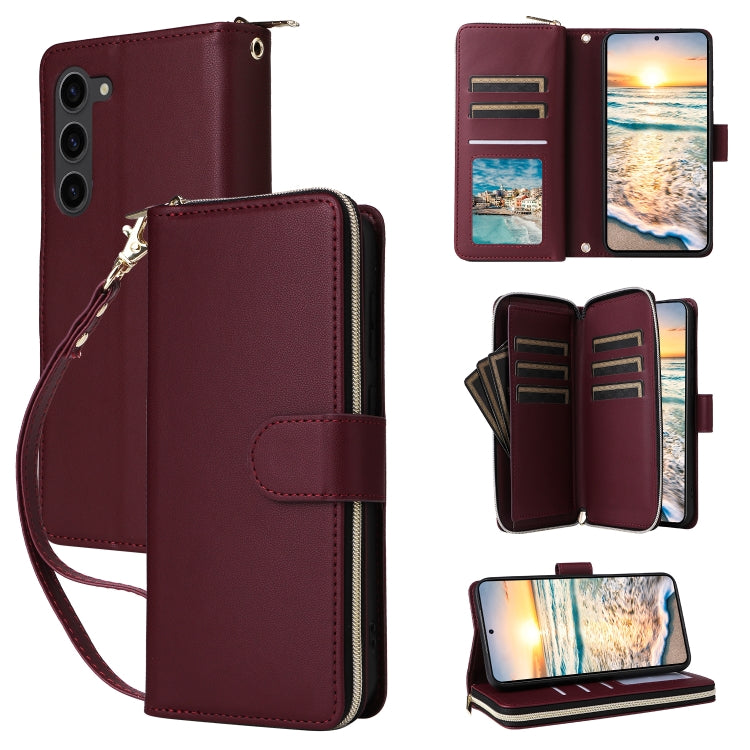 Nine-card Slots Zipper Wallet Bag Leather Phone Case, For Samsung Galaxy S23 FE 5G, For Samsung Galaxy S23 Ultra 5G, For Samsung Galaxy S23+ 5G, For Samsung Galaxy S23 5G, For Samsung Galaxy S22 Ultra 5G, For Samsung Galaxy S22+ 5G