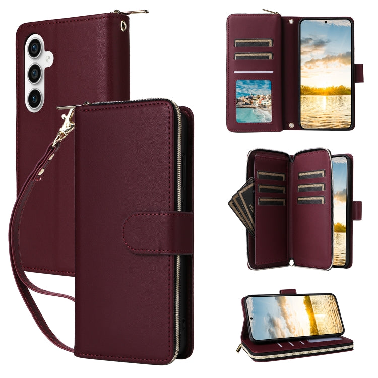 Nine-card Slots Zipper Wallet Bag Leather Phone Case, For Samsung Galaxy S23 FE 5G, For Samsung Galaxy S23 Ultra 5G, For Samsung Galaxy S23+ 5G, For Samsung Galaxy S23 5G, For Samsung Galaxy S22 Ultra 5G, For Samsung Galaxy S22+ 5G
