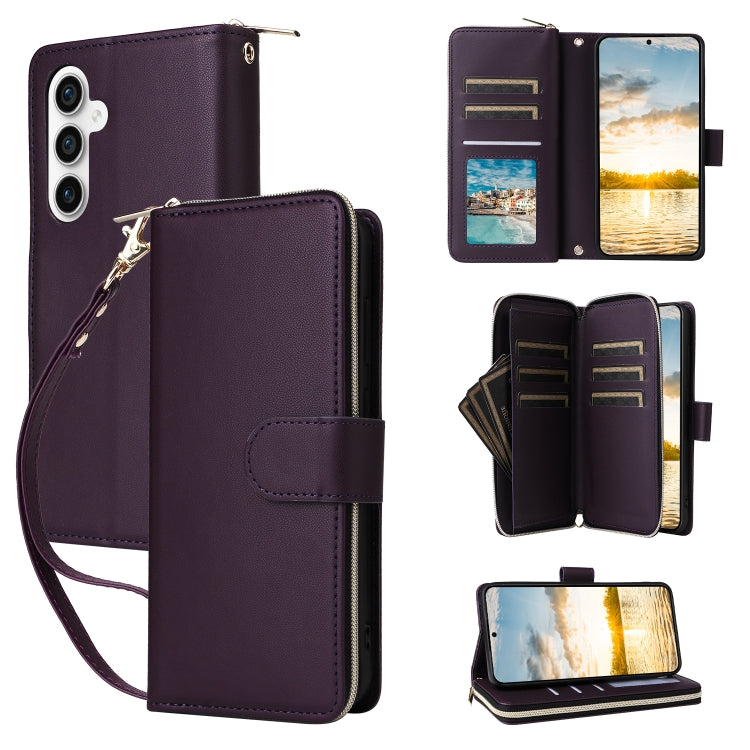 Nine-card Slots Zipper Wallet Bag Leather Phone Case, For Samsung Galaxy S23 FE 5G, For Samsung Galaxy S23 Ultra 5G, For Samsung Galaxy S23+ 5G, For Samsung Galaxy S23 5G, For Samsung Galaxy S22 Ultra 5G, For Samsung Galaxy S22+ 5G