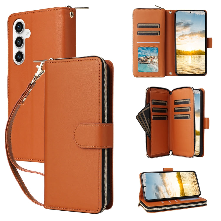 Nine-card Slots Zipper Wallet Bag Leather Phone Case, For Samsung Galaxy S23 FE 5G, For Samsung Galaxy S23 Ultra 5G, For Samsung Galaxy S23+ 5G, For Samsung Galaxy S23 5G, For Samsung Galaxy S22 Ultra 5G, For Samsung Galaxy S22+ 5G
