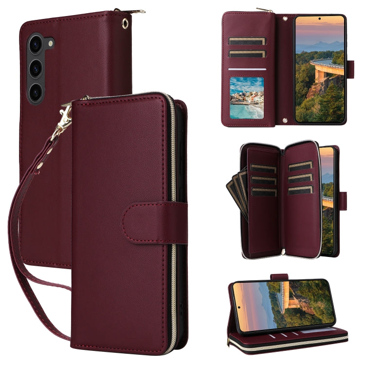 Nine-card Slots Zipper Wallet Bag Leather Phone Case, For Samsung Galaxy S23 FE 5G, For Samsung Galaxy S23 Ultra 5G, For Samsung Galaxy S23+ 5G, For Samsung Galaxy S23 5G, For Samsung Galaxy S22 Ultra 5G, For Samsung Galaxy S22+ 5G