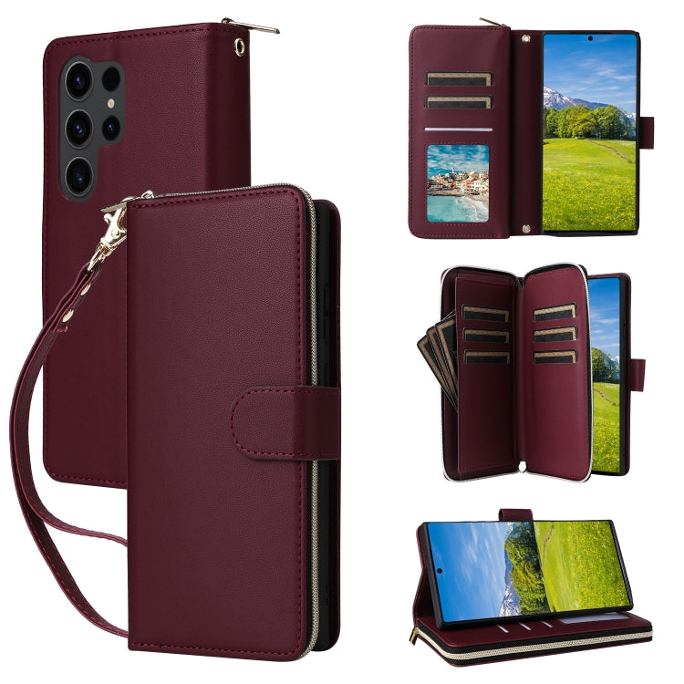 Nine-card Slots Zipper Wallet Bag Leather Phone Case, For Samsung Galaxy S23 FE 5G, For Samsung Galaxy S23 Ultra 5G, For Samsung Galaxy S23+ 5G, For Samsung Galaxy S23 5G, For Samsung Galaxy S22 Ultra 5G, For Samsung Galaxy S22+ 5G