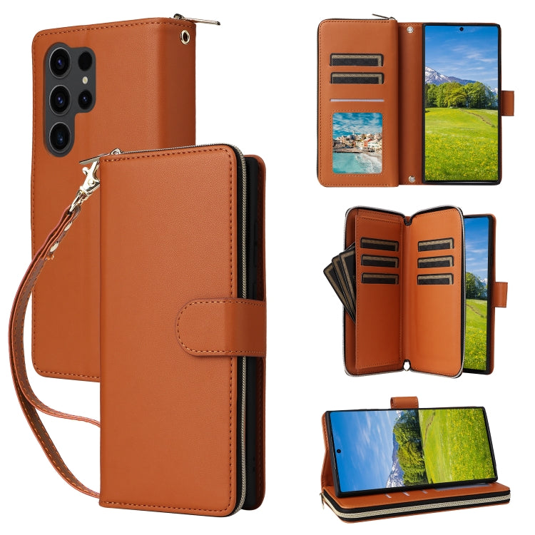 Nine-card Slots Zipper Wallet Bag Leather Phone Case, For Samsung Galaxy S23 FE 5G, For Samsung Galaxy S23 Ultra 5G, For Samsung Galaxy S23+ 5G, For Samsung Galaxy S23 5G, For Samsung Galaxy S22 Ultra 5G, For Samsung Galaxy S22+ 5G