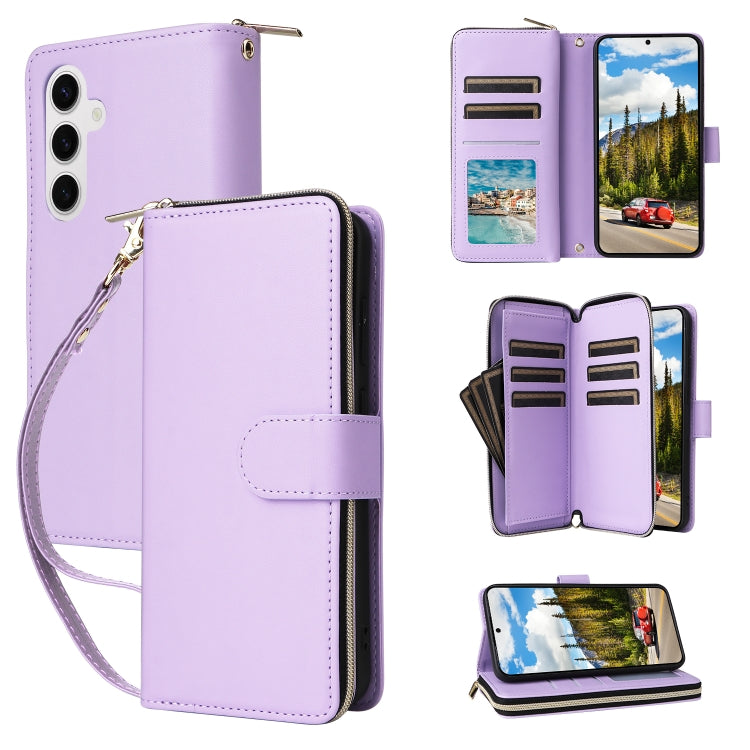 Nine-card Slots Zipper Wallet Bag Leather Phone Case, For Samsung Galaxy S25 FE 5G, For Samsung Galaxy S25 Edge 5G, For Samsung Galaxy S24 FE 5G, For Samsung Galaxy S24 Ultra 5G, For Samsung Galaxy S24+ 5G, For Samsung Galaxy S24 5G