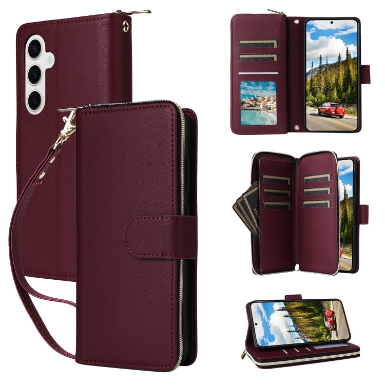 Nine-card Slots Zipper Wallet Bag Leather Phone Case, For Samsung Galaxy S25 FE 5G, For Samsung Galaxy S25 Edge 5G, For Samsung Galaxy S24 FE 5G, For Samsung Galaxy S24 Ultra 5G, For Samsung Galaxy S24+ 5G, For Samsung Galaxy S24 5G