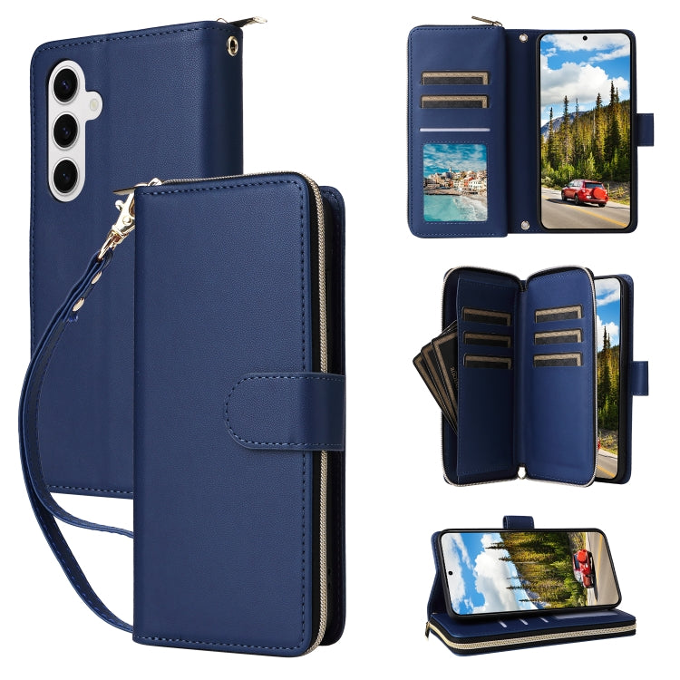 Nine-card Slots Zipper Wallet Bag Leather Phone Case, For Samsung Galaxy S25 FE 5G, For Samsung Galaxy S25 Edge 5G, For Samsung Galaxy S24 FE 5G, For Samsung Galaxy S24 Ultra 5G, For Samsung Galaxy S24+ 5G, For Samsung Galaxy S24 5G