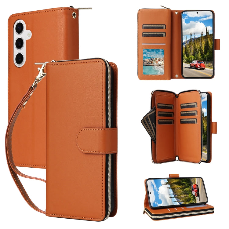 Nine-card Slots Zipper Wallet Bag Leather Phone Case, For Samsung Galaxy S25 FE 5G, For Samsung Galaxy S25 Edge 5G, For Samsung Galaxy S24 FE 5G, For Samsung Galaxy S24 Ultra 5G, For Samsung Galaxy S24+ 5G, For Samsung Galaxy S24 5G
