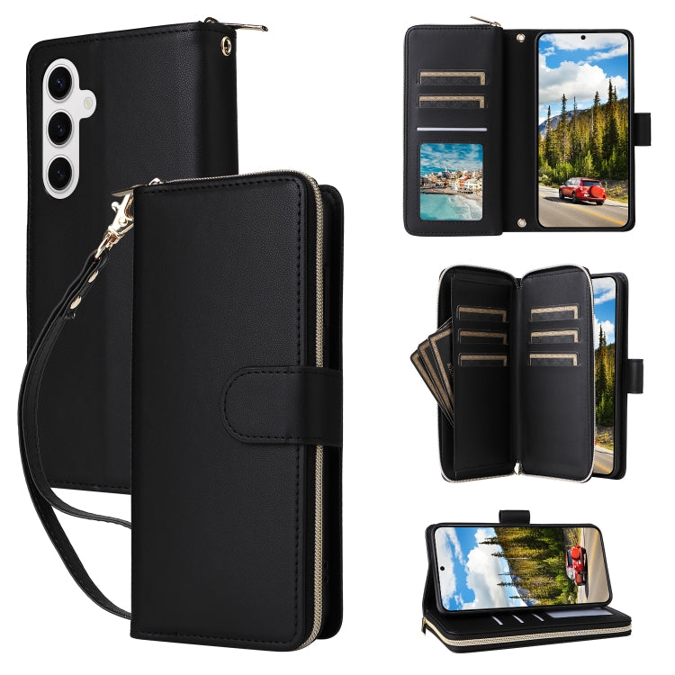 Nine-card Slots Zipper Wallet Bag Leather Phone Case, For Samsung Galaxy S25 FE 5G, For Samsung Galaxy S25 Edge 5G, For Samsung Galaxy S24 FE 5G, For Samsung Galaxy S24 Ultra 5G, For Samsung Galaxy S24+ 5G, For Samsung Galaxy S24 5G