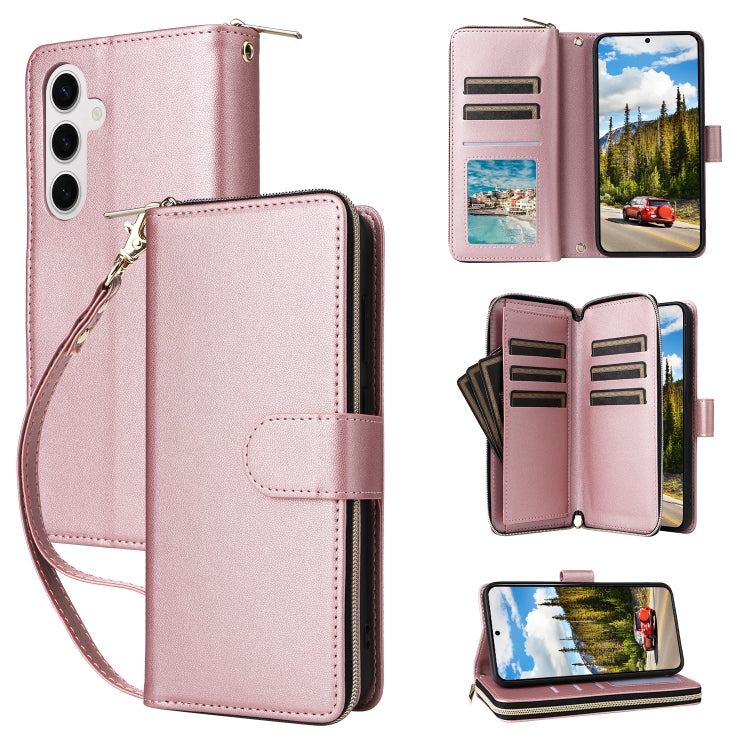 Nine-card Slots Zipper Wallet Bag Leather Phone Case, For Samsung Galaxy S25 FE 5G, For Samsung Galaxy S25 Edge 5G, For Samsung Galaxy S24 FE 5G, For Samsung Galaxy S24 Ultra 5G, For Samsung Galaxy S24+ 5G, For Samsung Galaxy S24 5G