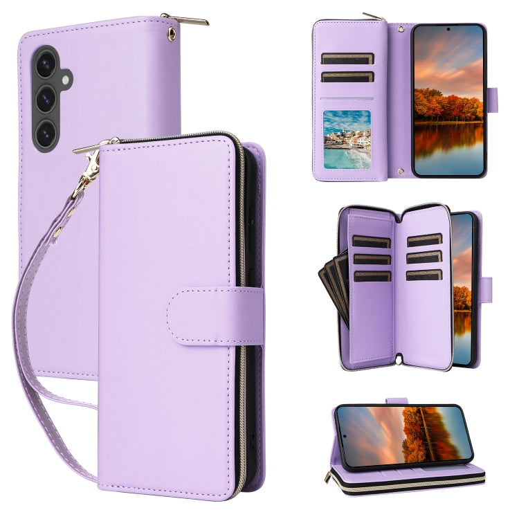 Nine-card Slots Zipper Wallet Bag Leather Phone Case, For Samsung Galaxy S25 FE 5G, For Samsung Galaxy S25 Edge 5G, For Samsung Galaxy S24 FE 5G, For Samsung Galaxy S24 Ultra 5G, For Samsung Galaxy S24+ 5G, For Samsung Galaxy S24 5G