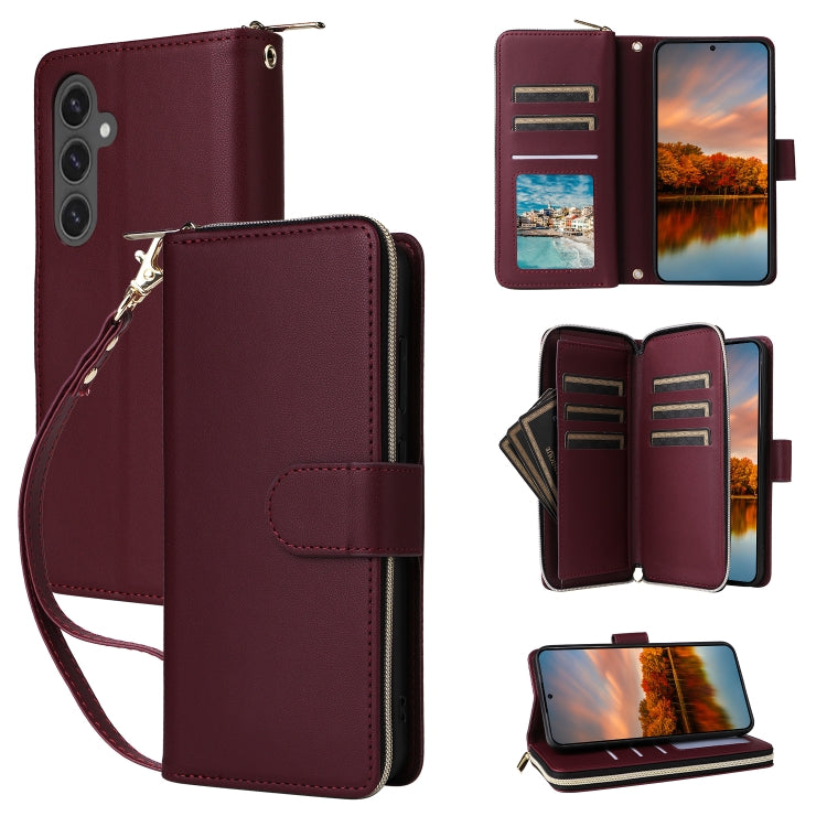 Nine-card Slots Zipper Wallet Bag Leather Phone Case, For Samsung Galaxy S25 FE 5G, For Samsung Galaxy S25 Edge 5G, For Samsung Galaxy S24 FE 5G, For Samsung Galaxy S24 Ultra 5G, For Samsung Galaxy S24+ 5G, For Samsung Galaxy S24 5G