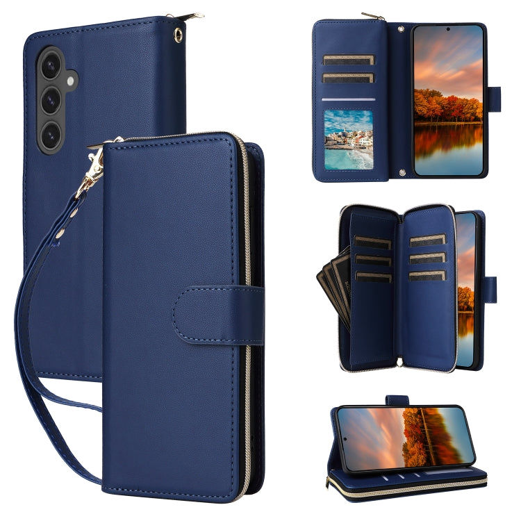 Nine-card Slots Zipper Wallet Bag Leather Phone Case, For Samsung Galaxy S25 FE 5G, For Samsung Galaxy S25 Edge 5G, For Samsung Galaxy S24 FE 5G, For Samsung Galaxy S24 Ultra 5G, For Samsung Galaxy S24+ 5G, For Samsung Galaxy S24 5G