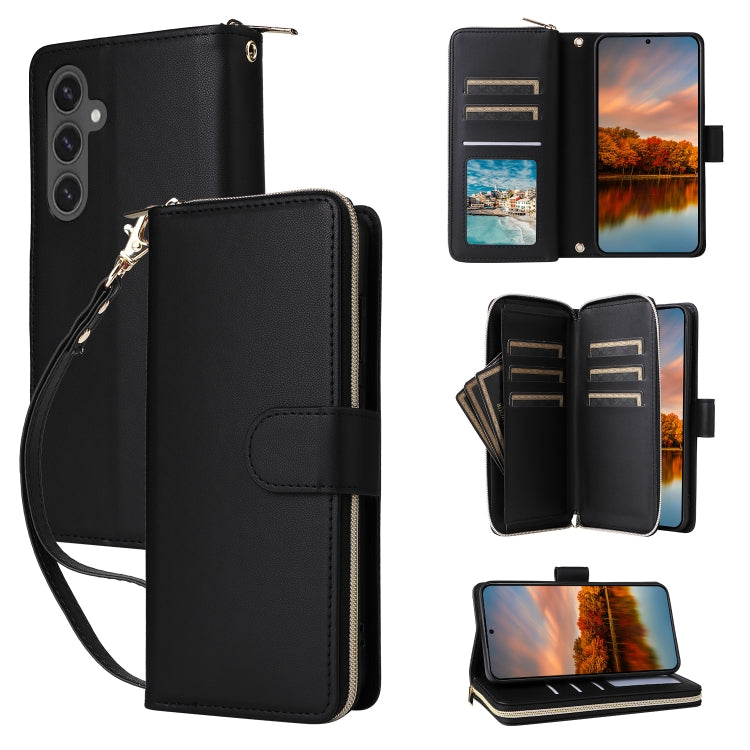 Nine-card Slots Zipper Wallet Bag Leather Phone Case, For Samsung Galaxy S25 FE 5G, For Samsung Galaxy S25 Edge 5G, For Samsung Galaxy S24 FE 5G, For Samsung Galaxy S24 Ultra 5G, For Samsung Galaxy S24+ 5G, For Samsung Galaxy S24 5G