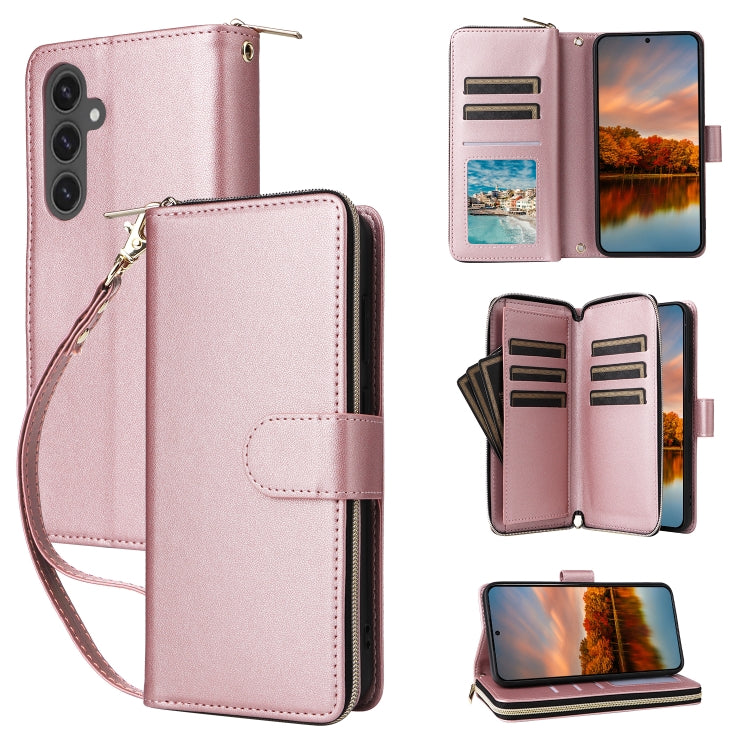 Nine-card Slots Zipper Wallet Bag Leather Phone Case, For Samsung Galaxy S25 FE 5G, For Samsung Galaxy S25 Edge 5G, For Samsung Galaxy S24 FE 5G, For Samsung Galaxy S24 Ultra 5G, For Samsung Galaxy S24+ 5G, For Samsung Galaxy S24 5G