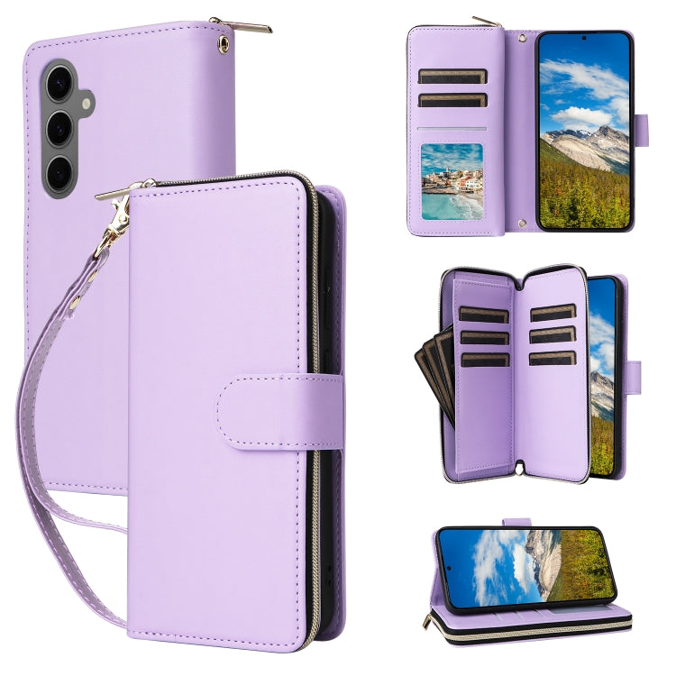 Nine-card Slots Zipper Wallet Bag Leather Phone Case, For Samsung Galaxy S25 FE 5G, For Samsung Galaxy S25 Edge 5G, For Samsung Galaxy S24 FE 5G, For Samsung Galaxy S24 Ultra 5G, For Samsung Galaxy S24+ 5G, For Samsung Galaxy S24 5G