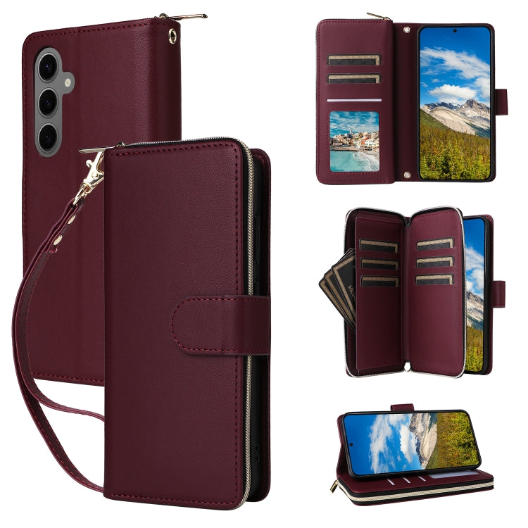 Nine-card Slots Zipper Wallet Bag Leather Phone Case, For Samsung Galaxy S25 FE 5G, For Samsung Galaxy S25 Edge 5G, For Samsung Galaxy S24 FE 5G, For Samsung Galaxy S24 Ultra 5G, For Samsung Galaxy S24+ 5G, For Samsung Galaxy S24 5G