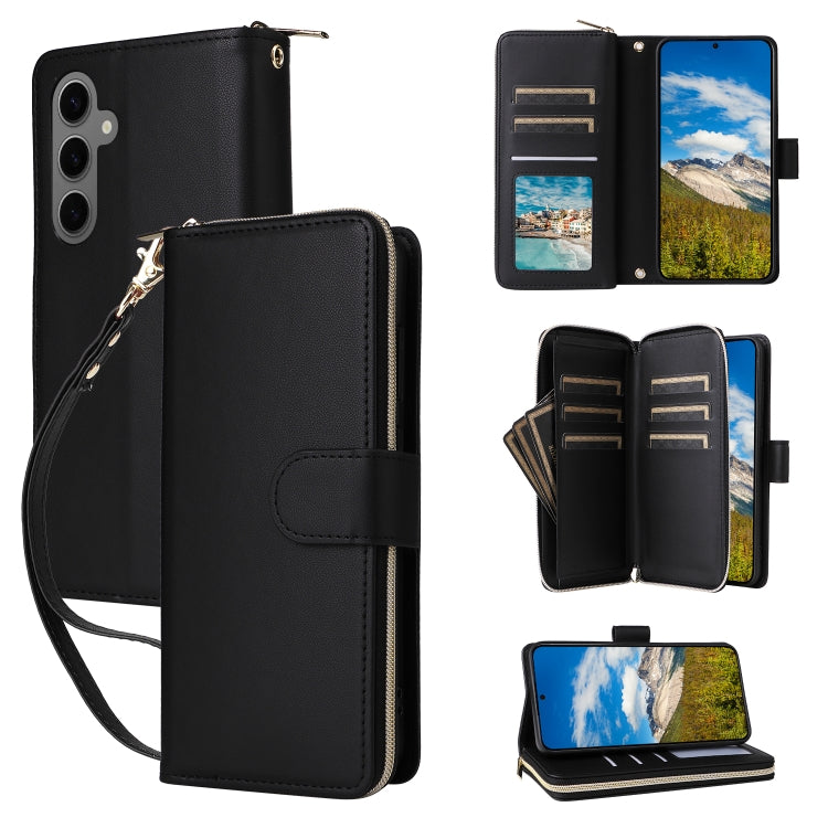 Nine-card Slots Zipper Wallet Bag Leather Phone Case, For Samsung Galaxy S25 FE 5G, For Samsung Galaxy S25 Edge 5G, For Samsung Galaxy S24 FE 5G, For Samsung Galaxy S24 Ultra 5G, For Samsung Galaxy S24+ 5G, For Samsung Galaxy S24 5G