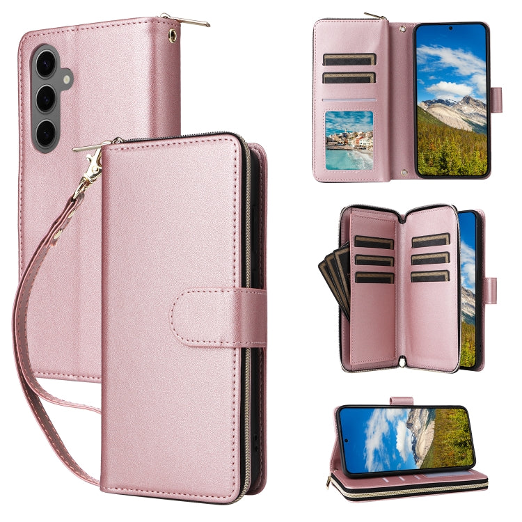 Nine-card Slots Zipper Wallet Bag Leather Phone Case, For Samsung Galaxy S25 FE 5G, For Samsung Galaxy S25 Edge 5G, For Samsung Galaxy S24 FE 5G, For Samsung Galaxy S24 Ultra 5G, For Samsung Galaxy S24+ 5G, For Samsung Galaxy S24 5G