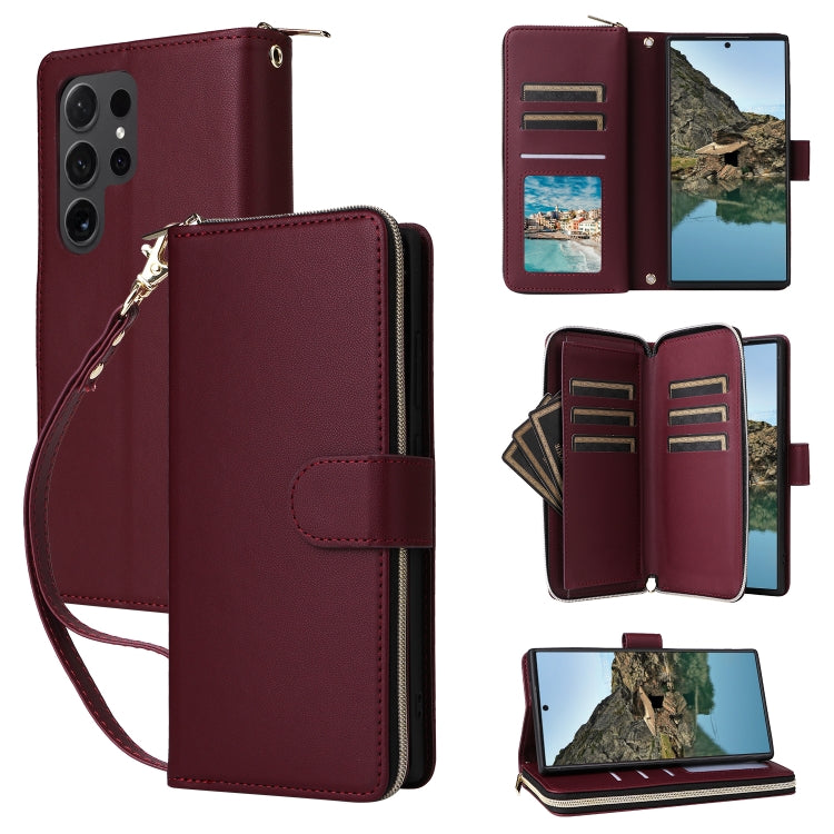 Nine-card Slots Zipper Wallet Bag Leather Phone Case, For Samsung Galaxy S25 FE 5G, For Samsung Galaxy S25 Edge 5G, For Samsung Galaxy S24 FE 5G, For Samsung Galaxy S24 Ultra 5G, For Samsung Galaxy S24+ 5G, For Samsung Galaxy S24 5G