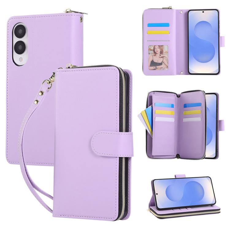 Nine-card Slots Zipper Wallet Bag Leather Phone Case, For Samsung Galaxy S25 FE 5G, For Samsung Galaxy S25 Edge 5G, For Samsung Galaxy S24 FE 5G, For Samsung Galaxy S24 Ultra 5G, For Samsung Galaxy S24+ 5G, For Samsung Galaxy S24 5G