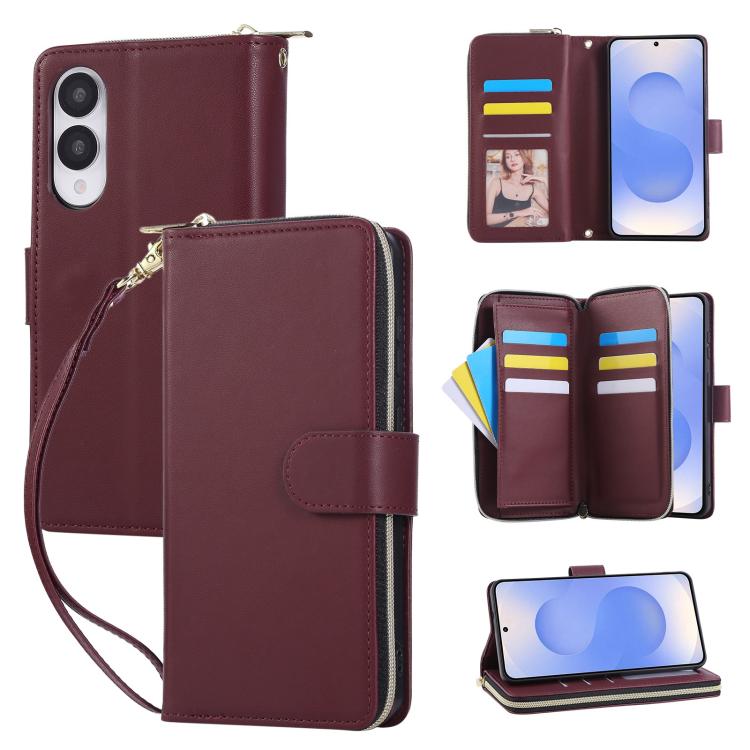 Nine-card Slots Zipper Wallet Bag Leather Phone Case, For Samsung Galaxy S25 FE 5G, For Samsung Galaxy S25 Edge 5G, For Samsung Galaxy S24 FE 5G, For Samsung Galaxy S24 Ultra 5G, For Samsung Galaxy S24+ 5G, For Samsung Galaxy S24 5G