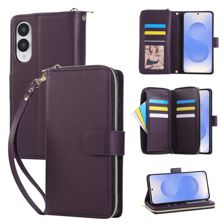 Nine-card Slots Zipper Wallet Bag Leather Phone Case, For Samsung Galaxy S25 FE 5G, For Samsung Galaxy S25 Edge 5G, For Samsung Galaxy S24 FE 5G, For Samsung Galaxy S24 Ultra 5G, For Samsung Galaxy S24+ 5G, For Samsung Galaxy S24 5G