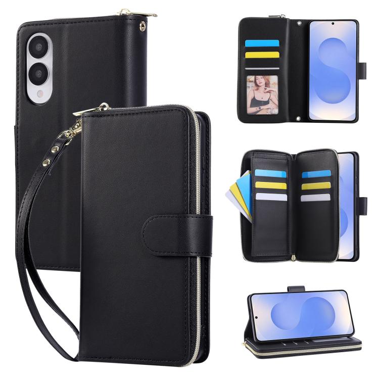 Nine-card Slots Zipper Wallet Bag Leather Phone Case, For Samsung Galaxy S25 FE 5G, For Samsung Galaxy S25 Edge 5G, For Samsung Galaxy S24 FE 5G, For Samsung Galaxy S24 Ultra 5G, For Samsung Galaxy S24+ 5G, For Samsung Galaxy S24 5G