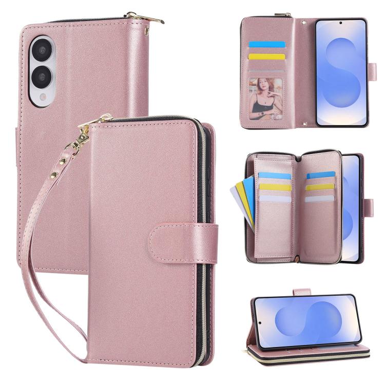 Nine-card Slots Zipper Wallet Bag Leather Phone Case, For Samsung Galaxy S25 FE 5G, For Samsung Galaxy S25 Edge 5G, For Samsung Galaxy S24 FE 5G, For Samsung Galaxy S24 Ultra 5G, For Samsung Galaxy S24+ 5G, For Samsung Galaxy S24 5G