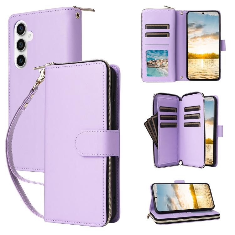 Nine-card Slots Zipper Wallet Bag Leather Phone Case, For Samsung Galaxy S25 FE 5G, For Samsung Galaxy S25 Edge 5G, For Samsung Galaxy S24 FE 5G, For Samsung Galaxy S24 Ultra 5G, For Samsung Galaxy S24+ 5G, For Samsung Galaxy S24 5G