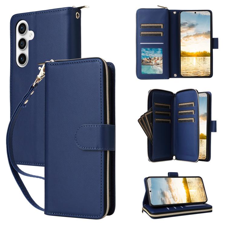 Nine-card Slots Zipper Wallet Bag Leather Phone Case, For Samsung Galaxy S25 FE 5G, For Samsung Galaxy S25 Edge 5G, For Samsung Galaxy S24 FE 5G, For Samsung Galaxy S24 Ultra 5G, For Samsung Galaxy S24+ 5G, For Samsung Galaxy S24 5G