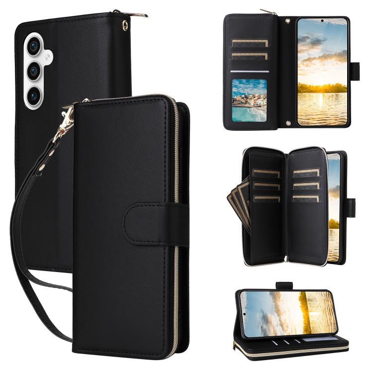 Nine-card Slots Zipper Wallet Bag Leather Phone Case, For Samsung Galaxy S25 FE 5G, For Samsung Galaxy S25 Edge 5G, For Samsung Galaxy S24 FE 5G, For Samsung Galaxy S24 Ultra 5G, For Samsung Galaxy S24+ 5G, For Samsung Galaxy S24 5G