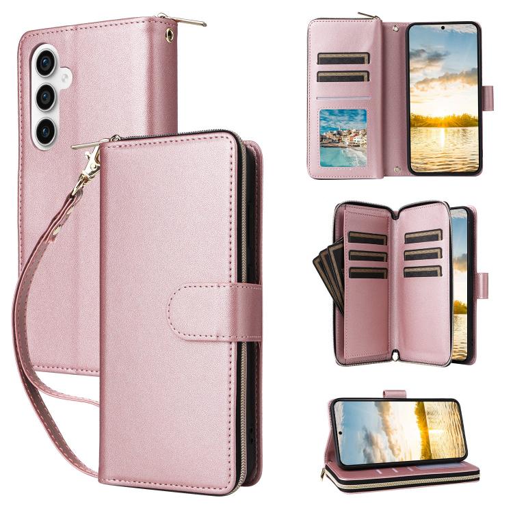 Nine-card Slots Zipper Wallet Bag Leather Phone Case, For Samsung Galaxy S25 FE 5G, For Samsung Galaxy S25 Edge 5G, For Samsung Galaxy S24 FE 5G, For Samsung Galaxy S24 Ultra 5G, For Samsung Galaxy S24+ 5G, For Samsung Galaxy S24 5G