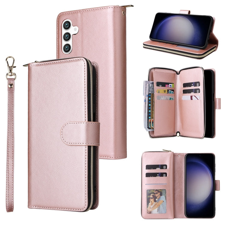 9-Card Slots Zipper Wallet Bag Leather Phone Case, For Samsung Galaxy S25 FE 5G, For Samsung Galaxy S25 Edge 5G, For Samsung Galaxy S25 5G, For Samsung Galaxy S25+ 5G, For Samsung Galaxy S25 Ultra 5G