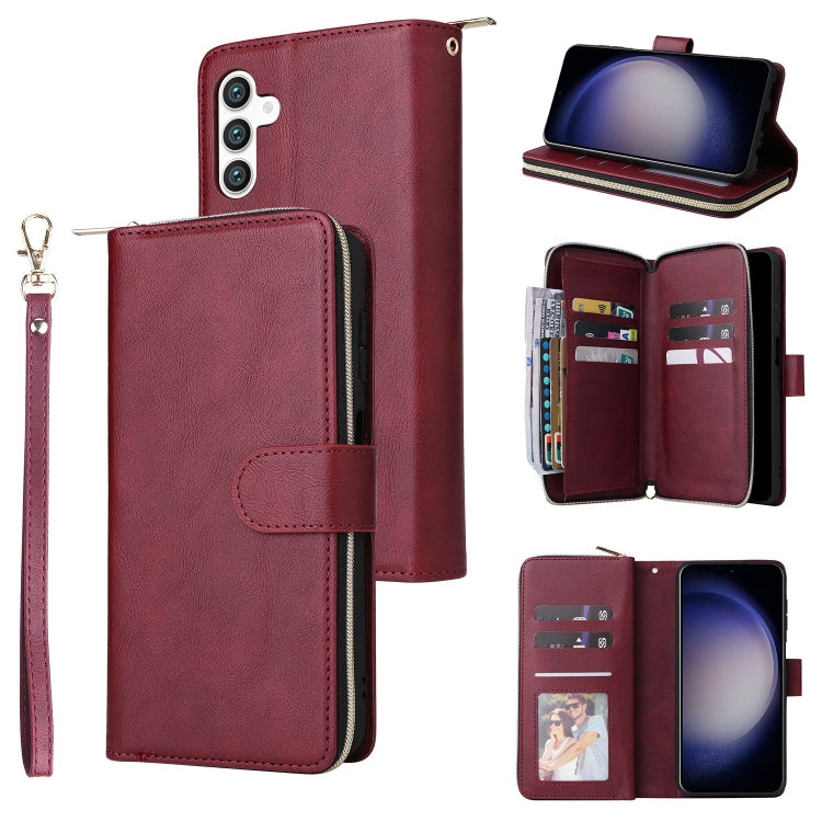 9-Card Slots Zipper Wallet Bag Leather Phone Case, For Samsung Galaxy S25 FE 5G, For Samsung Galaxy S25 Edge 5G, For Samsung Galaxy S25 5G, For Samsung Galaxy S25+ 5G, For Samsung Galaxy S25 Ultra 5G