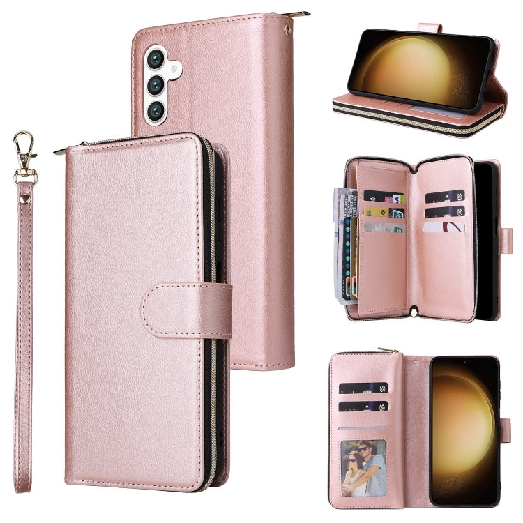 9-Card Slots Zipper Wallet Bag Leather Phone Case, For Samsung Galaxy S25 FE 5G, For Samsung Galaxy S25 Edge 5G, For Samsung Galaxy S25 5G, For Samsung Galaxy S25+ 5G, For Samsung Galaxy S25 Ultra 5G