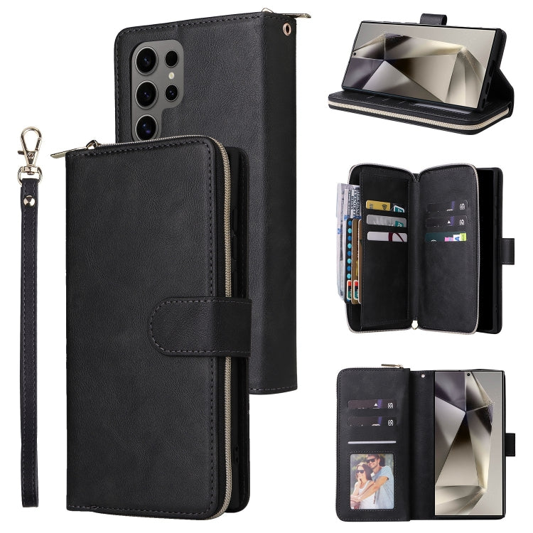 9-Card Slots Zipper Wallet Bag Leather Phone Case, For Samsung Galaxy S25 FE 5G, For Samsung Galaxy S25 Edge 5G, For Samsung Galaxy S25 5G, For Samsung Galaxy S25+ 5G, For Samsung Galaxy S25 Ultra 5G