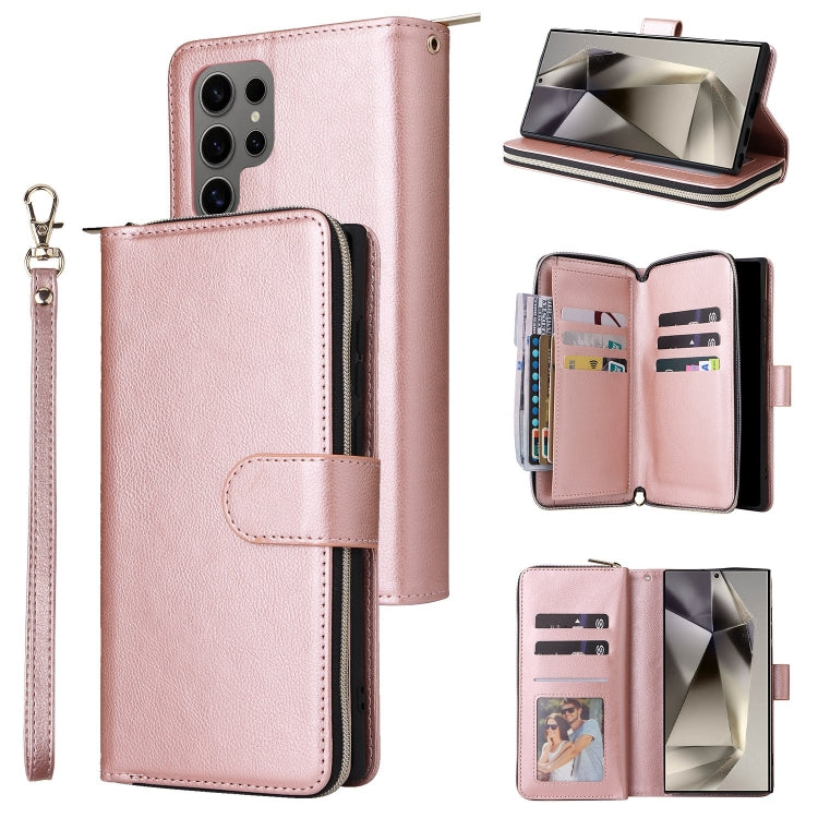 9-Card Slots Zipper Wallet Bag Leather Phone Case, For Samsung Galaxy S25 FE 5G, For Samsung Galaxy S25 Edge 5G, For Samsung Galaxy S25 5G, For Samsung Galaxy S25+ 5G, For Samsung Galaxy S25 Ultra 5G