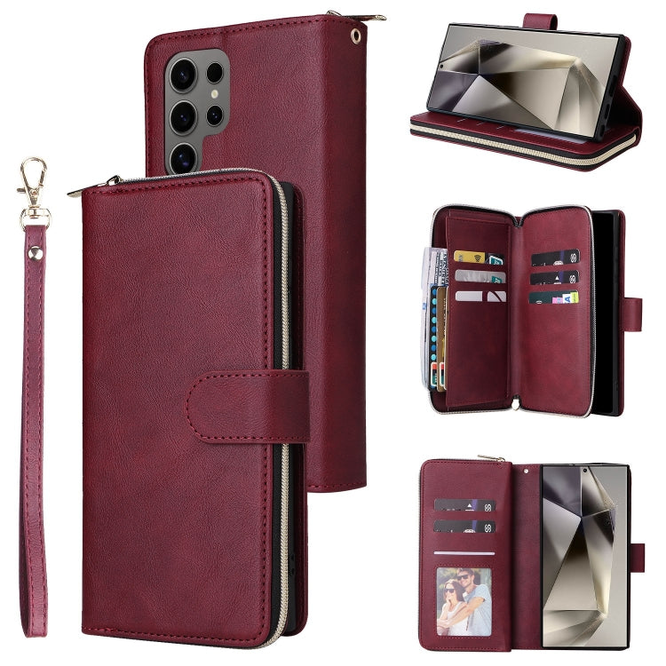 9-Card Slots Zipper Wallet Bag Leather Phone Case, For Samsung Galaxy S25 FE 5G, For Samsung Galaxy S25 Edge 5G, For Samsung Galaxy S25 5G, For Samsung Galaxy S25+ 5G, For Samsung Galaxy S25 Ultra 5G