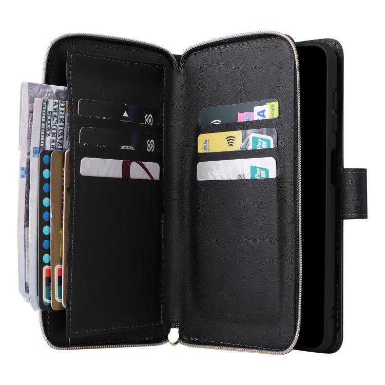 9-Card Slots Zipper Wallet Bag Leather Phone Case, For Samsung Galaxy S25 FE 5G, For Samsung Galaxy S25 Edge 5G, For Samsung Galaxy S25 5G, For Samsung Galaxy S25+ 5G, For Samsung Galaxy S25 Ultra 5G
