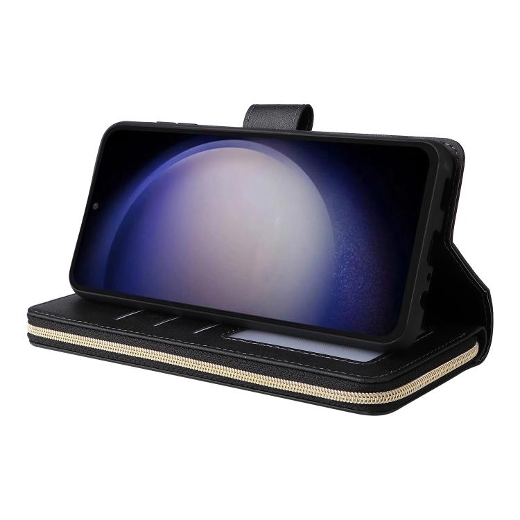 9-Card Slots Zipper Wallet Bag Leather Phone Case, For Samsung Galaxy S25 FE 5G, For Samsung Galaxy S25 Edge 5G, For Samsung Galaxy S25 5G, For Samsung Galaxy S25+ 5G, For Samsung Galaxy S25 Ultra 5G