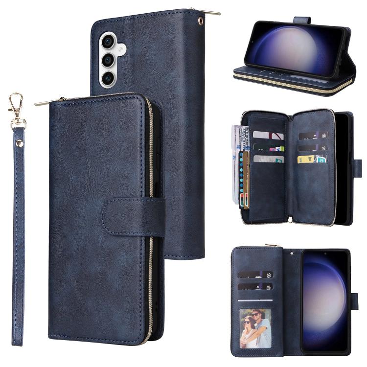 9-Card Slots Zipper Wallet Bag Leather Phone Case, For Samsung Galaxy S25 FE 5G, For Samsung Galaxy S25 Edge 5G, For Samsung Galaxy S25 5G, For Samsung Galaxy S25+ 5G, For Samsung Galaxy S25 Ultra 5G