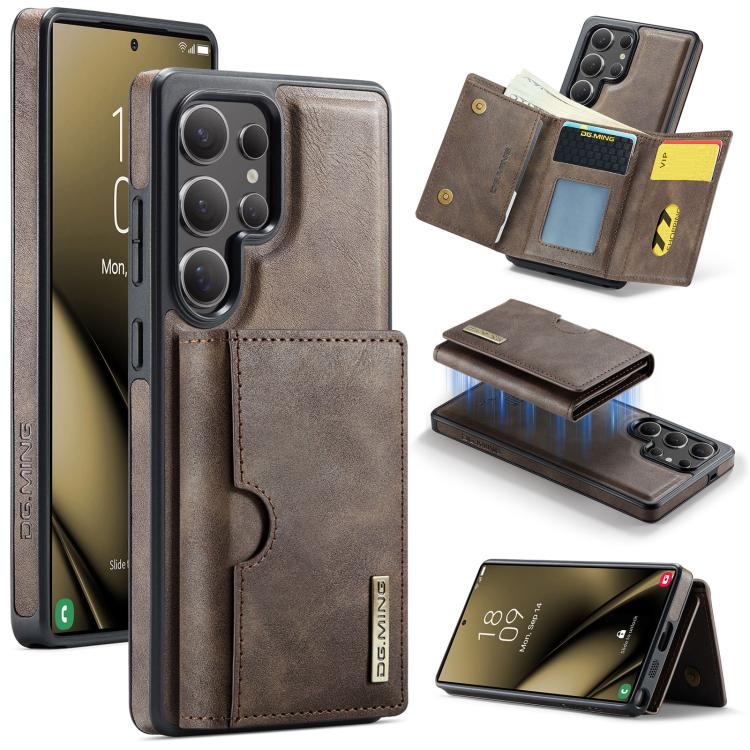 DG.MING M6 Series RFID Tri-fold Card Bag Removable Leather Phone Case, For Samsung Galaxy S25 Edge 5G, For Samsung Galaxy S25 Ultra 5G, For Samsung Galaxy S24 Ultra 5G