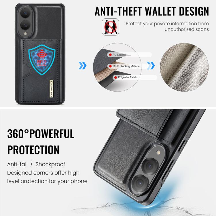 DG.MING M6 Series RFID Tri-fold Card Bag Removable Leather Phone Case, For Samsung Galaxy S25 Edge 5G, For Samsung Galaxy S25 Ultra 5G, For Samsung Galaxy S24 Ultra 5G