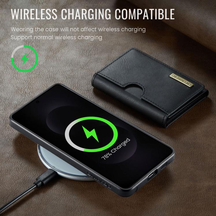 DG.MING M6 Series RFID Tri-fold Card Bag Removable Leather Phone Case, For Samsung Galaxy S25 Edge 5G, For Samsung Galaxy S25 Ultra 5G, For Samsung Galaxy S24 Ultra 5G