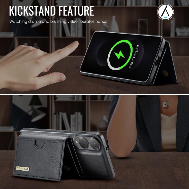 DG.MING M6 Series RFID Tri-fold Card Bag Removable Leather Phone Case, For Samsung Galaxy S25 Edge 5G, For Samsung Galaxy S25 Ultra 5G, For Samsung Galaxy S24 Ultra 5G